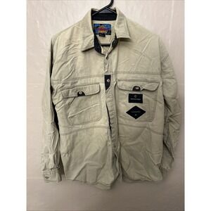 Mens Vintage Weekends Khakis Long Sleeve Button Shirt With Pocket Details